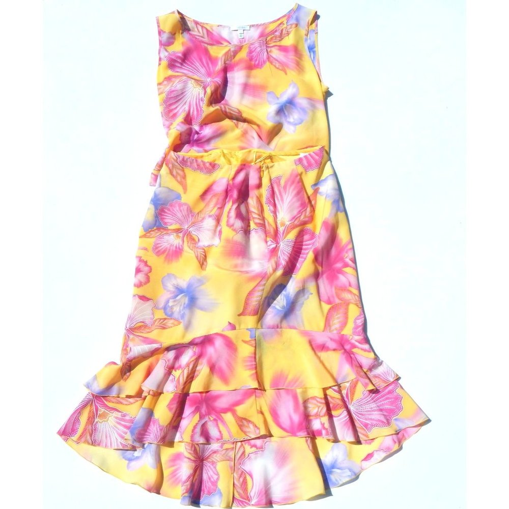 Vintage 2 piece Escada Long Wrap Maxi Size 9 Skirt Italian Silk Floral Dress